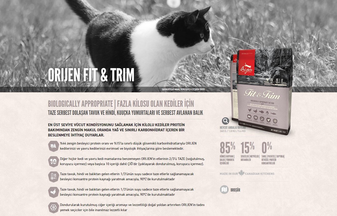 Orijen Fit-Trim Tahılsız Kilo Kontrolü İçin Diyet Kedi Maması 